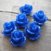 1x Cabochon Roosje Kobalt Blauw