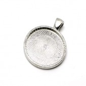 Cabochonhanger 25 mm DonkerZilver