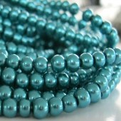 Snoertje Glasparels 4 mm Donker Turquoise