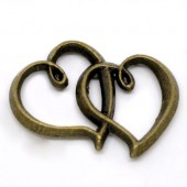 1x Bedel / Hanger Hartjes Brons