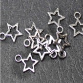 20 stuks Ster Mini Bedeltjes Donker zilver