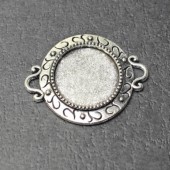 1x Cabochon Connector Donker Zilver 18 mm