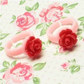 1x Kinderringetje Acryl Roze/Rood
