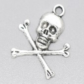 1x Skull Bedeltje Donker Zilver