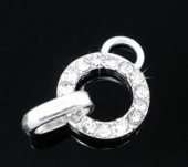 1x Licht zilveren Bedelhanger - Strass