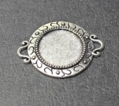 1x Cabochon Connector Donker Zilver 18 mm
