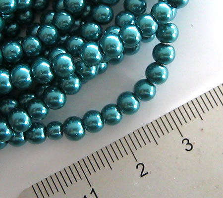 Snoertje Glasparels 4 mm Donker Turquoise
