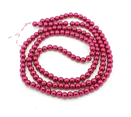 Snoertje Glasparel 6 mm Donker Fuchsia/Cerise