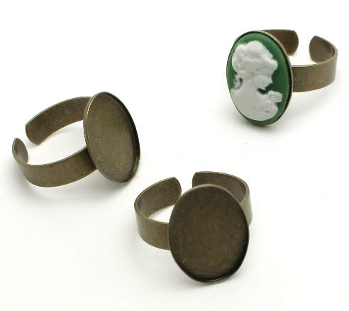 1x Cabochon ring Brons