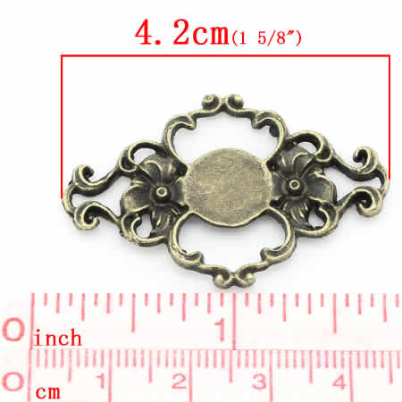 1x Cabochon Connector Brons met plakvlak