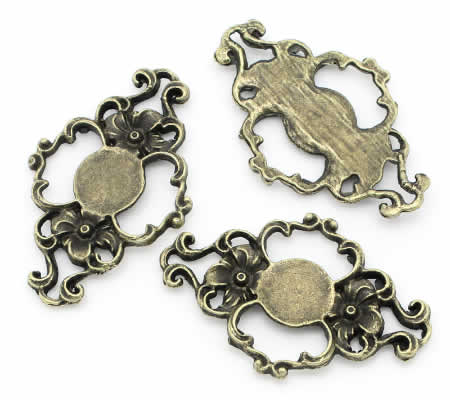 1x Cabochon Connector Brons met plakvlak