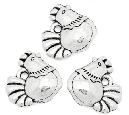1x Bedeltje Kip Donker Zilver