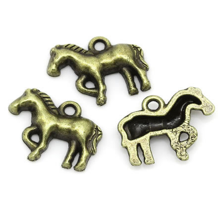 1x Bedeltje Paard Brons