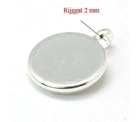 1x Cabochonbedeltje Donker Zilver