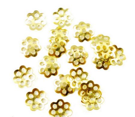 100x Kralenkapjes Goudkleurig (dun)