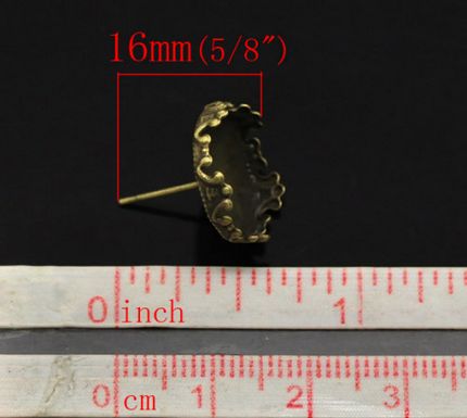 1 Paar cabochon stekertjes brons