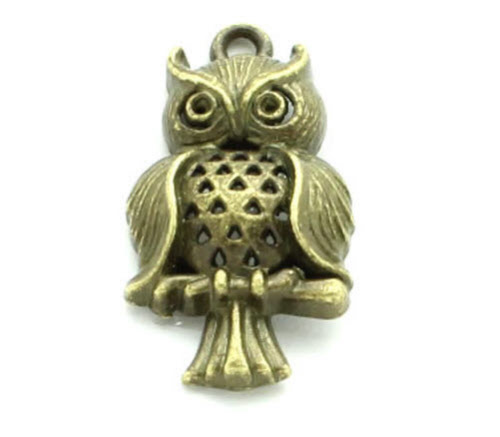 1x Bronzen Bedel Uil