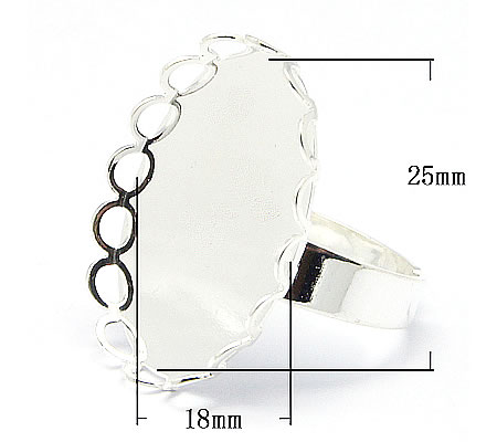 1x Donker Zilver Cabochon Ring