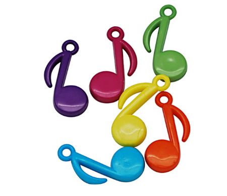 1x Acryl bedel Muzieknootje Fuchsia