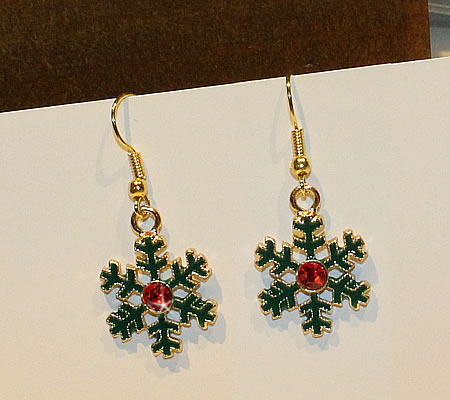 1x Kerstbedeltje Ster Rood/Groen Goud