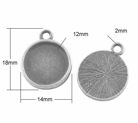 1x Cabochon Bedel Donker Zilver