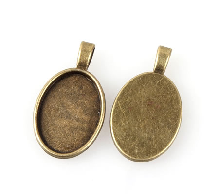 1x Cabochon hanger Brons