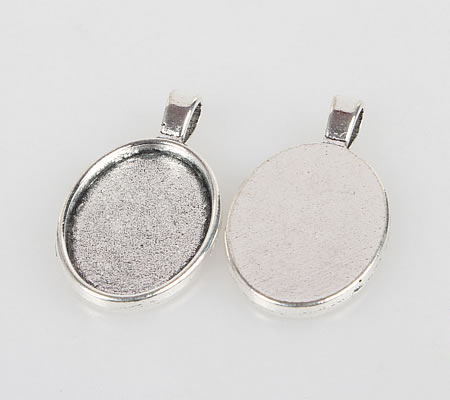 1x Cabochon hanger Donker Zilver Antiek