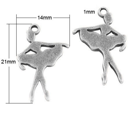 1x Bedeltje Ballerina Donker Zilver