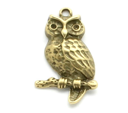 1x Bronzen Bedel Uil