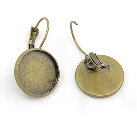 1 paar Cabochon Oorbelhaakjes Brons